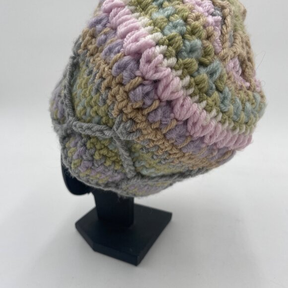 Handcrafted Crochet Pastel Multicolor Beanie Hat - Picture 3 of 6